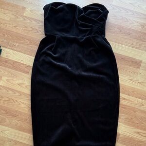 Express Strapless Black Velvet Sheath Dress